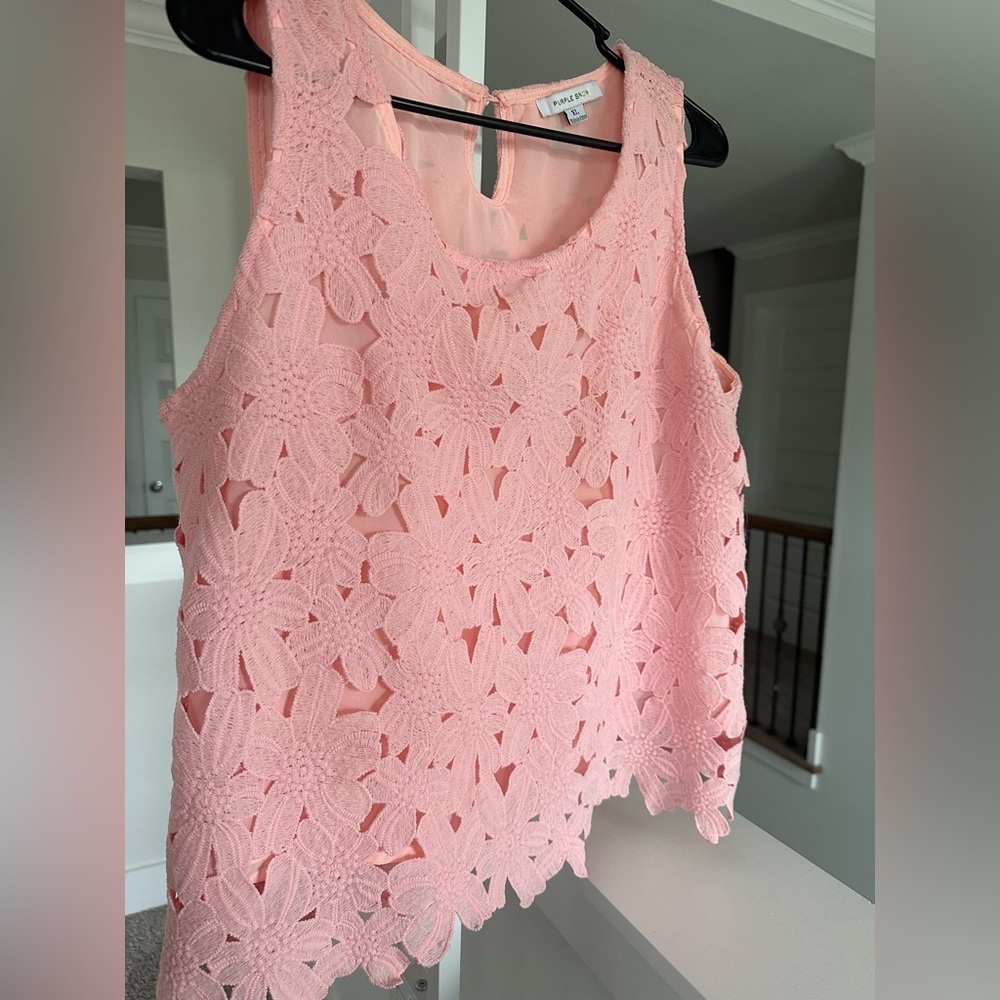 Pink Lace Sleeveless Top